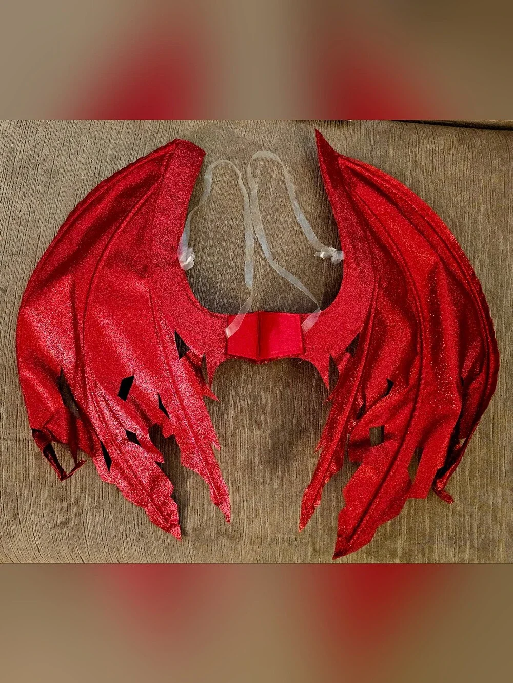 NEW Spirit Halloween Red Metallic Glitter Devil Wings Costume - Picture 2 of 3